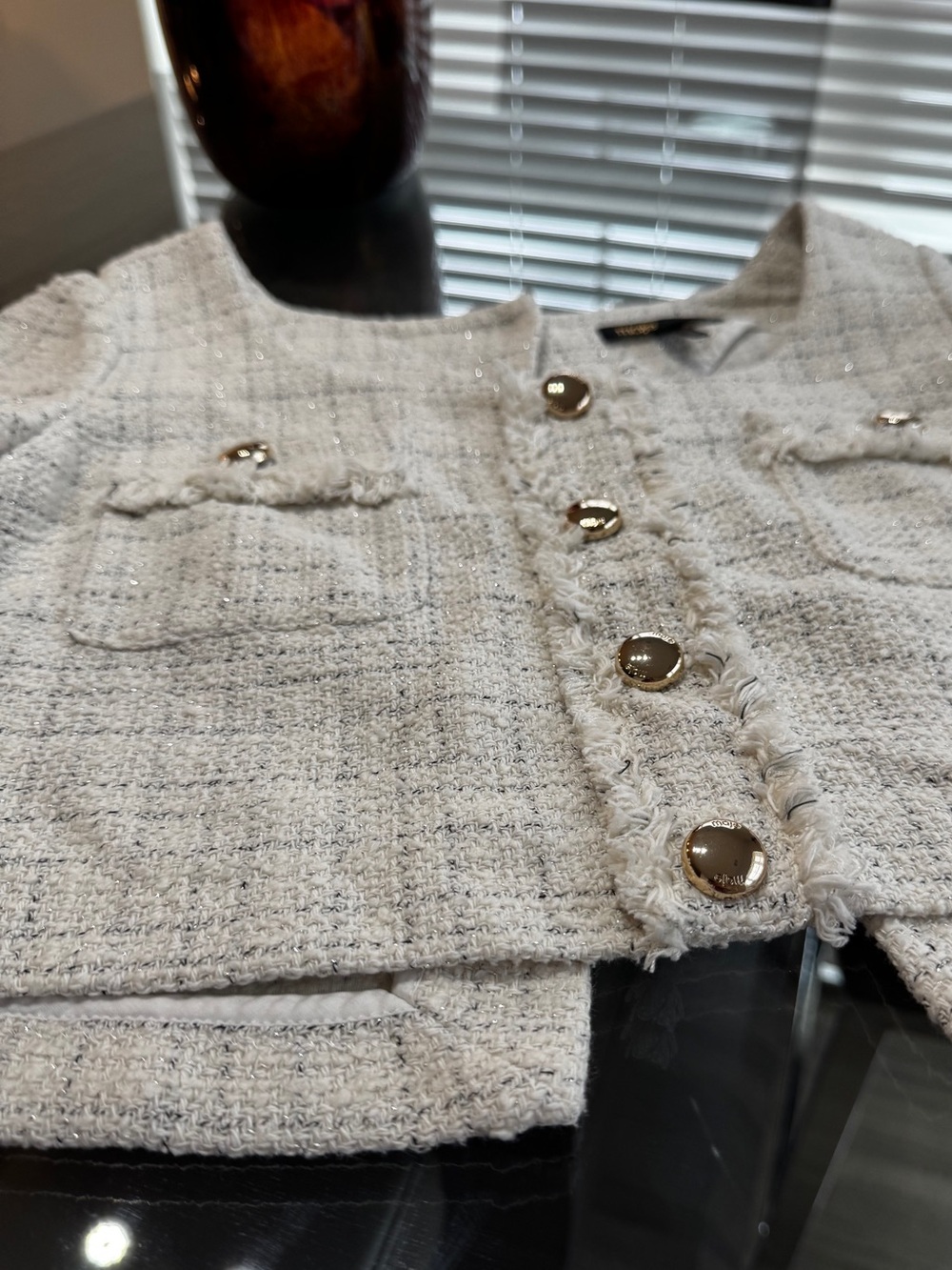 Maje Ecru Tweed Cropped Bustier Top - Picture 12 of 16